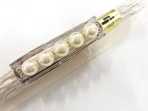 未使用品　パール帯留め・正絹手組帯締めセット